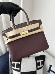 Birkin 30cm Touch in Matte Alligator Crocodile and Imported Togo Calfskin, 0G Rouge Sellier with Gold Hardware