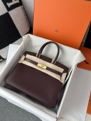 Birkin 30cm Touch in Matte Alligator Crocodile and Imported Togo Calfskin, 0G Rouge Sellier with Gold Hardware