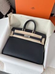 Birkin 25cm in Imported Togo Calfskin, 2Z Blue Nuit Midnight Blue with Silver Hardware