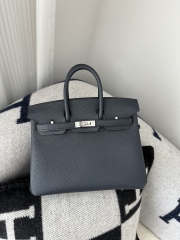 Birkin 25cm in Imported Togo Calfskin, 2Z Blue Nuit Midnight Blue with Silver Hardware