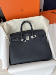 Birkin 25cm in Imported Togo Calfskin, 2Z Blue Nuit Midnight Blue with Silver Hardware