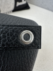 Picotin Lock 18cm in Imported Clemence TC Leather, CK89 Noir Black with Silver Hardware