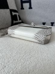 Kelly Depeches Men's Clutch 25cm in Matte Himalaya Crocodile Leather with Silver Hardware