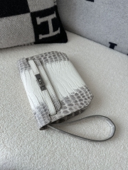 Kelly Depeches Men's Clutch 25cm in Matte Himalaya Crocodile Leather with Silver Hardware