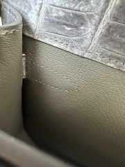 Kelly Depeches Men's Clutch 25cm in Matte Himalaya Crocodile Leather with Silver Hardware