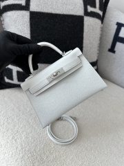 Kelly Mini II Second Generation in Pure White Epsom Leather with Silver Hardware
