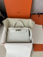 Kelly Mini II Second Generation in Pure White Epsom Leather with Silver Hardware