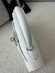 Kelly Mini II Second Generation in Pure White Epsom Leather with Silver Hardware