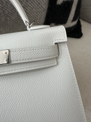 Kelly Mini II Second Generation in Pure White Epsom Leather with Silver Hardware
