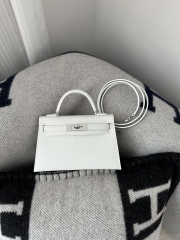 Kelly Mini II Second Generation in Pure White Epsom Leather with Silver Hardware