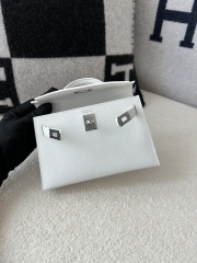 Kelly Mini II Second Generation in Pure White Epsom Leather with Silver Hardware