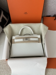 Kelly Mini II Second Generation in Pure White Epsom Leather with Silver Hardware