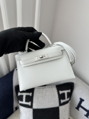 Kelly Mini II Second Generation in Pure White Epsom Leather with Silver Hardware