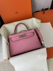Kelly Mini II Epsom Textured Calfskin Leather 5P Pink Sakura Pink Silver Hardware