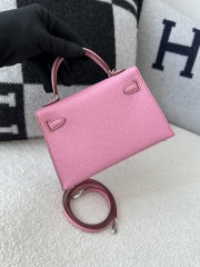 Kelly Mini II Epsom Textured Calfskin Leather 5P Pink Sakura Pink Silver Hardware