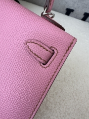 Kelly Mini II Epsom Textured Calfskin Leather 5P Pink Sakura Pink Silver Hardware