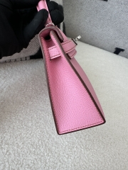 Kelly Mini II Epsom Textured Calfskin Leather 5P Pink Sakura Pink Silver Hardware