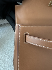 Kelly Pochette 22cm Swift  Calfskin Leather CC37 Gold Brown Gold Hardware