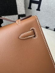 Kelly Pochette 22cm Swift  Calfskin Leather CC37 Gold Brown Gold Hardware