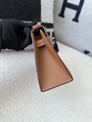 Kelly Pochette 22cm Swift  Calfskin Leather CC37 Gold Brown Gold Hardware