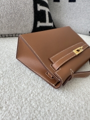 Kelly Pochette 22cm Swift  Calfskin Leather CC37 Gold Brown Gold Hardware