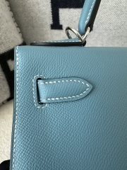 Kelly 28cm Epsom Textured Calfskin Leather D2 New Blue Jean Denim Blue Silver Hardware