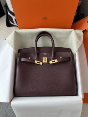 Birkin 25cm Togo Calfskin Leather 0G Rouge Sellier Saddle Red Gold Hardware