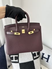 Birkin 25cm Togo Calfskin Leather 0G Rouge Sellier Saddle Red Gold Hardware