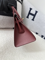 Birkin 25cm Epsom Textured Calfskin Leather CC55 Rouge H Hermès Red Gold Hardware