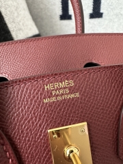 Birkin 25cm Epsom Textured Calfskin Leather CC55 Rouge H Hermès Red Gold Hardware