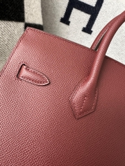 Birkin 25cm Epsom Textured Calfskin Leather CC55 Rouge H Hermès Red Gold Hardware