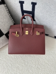 Birkin 25cm Epsom Textured Calfskin Leather CC55 Rouge H Hermès Red Gold Hardware