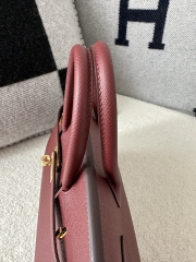 Birkin 25cm Epsom Textured Calfskin Leather CC55 Rouge H Hermès Red Gold Hardware