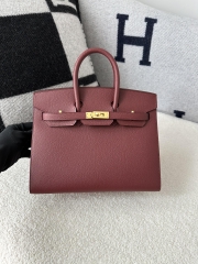 Birkin 25cm Epsom Textured Calfskin Leather CC55 Rouge H Hermès Red Gold Hardware