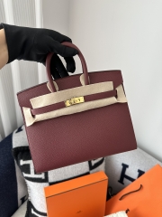 Birkin 25cm Epsom Textured Calfskin Leather CC55 Rouge H Hermès Red Gold Hardware