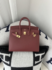 Birkin 25cm Epsom Textured Calfskin Leather CC55 Rouge H Hermès Red Gold Hardware