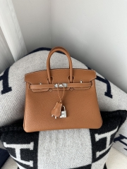 Birkin 25cm Togo Calfskin Leather CK37 Gold Brown Silver Hardware