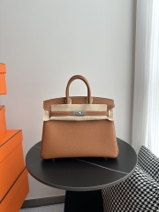 Birkin 25cm Togo Calfskin Leather CK37 Gold Brown Silver Hardware