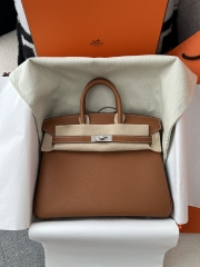 Birkin 25cm Togo Calfskin Leather CK37 Gold Brown Silver Hardware