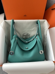 Lindy 26cm TC Clemence Calfskin Leather U1 Vert Verone Verona Green Silver Hardware