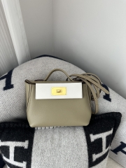 2424 Mini 21cm in Imported Evercolor and Swift Leather, 8Q Beige Marfa and M4 Gris Pale with Gold Hardware