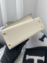 Kelly Desordre 20cm Epsom Textured Calfskin Leather CC10 Carie Milkshake White Gold Hardware