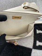 Kelly Desordre 20cm Epsom Textured Calfskin Leather CC10 Carie Milkshake White Gold Hardware