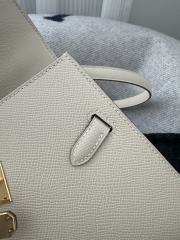 Kelly Desordre 20cm Epsom Textured Calfskin Leather CC10 Carie Milkshake White Gold Hardware
