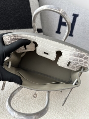 Birkin 25cm HCP Water-Dyed Matte Himalaya Crocodile Leather 01 Himalaya Silver Hardware