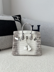Birkin 25cm HCP Water-Dyed Matte Himalaya Crocodile Leather 01 Himalaya Silver Hardware