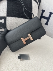 New Constance Elan Epsom Calfskin Leather CD89 Noir Black Rose Gold Hardware
