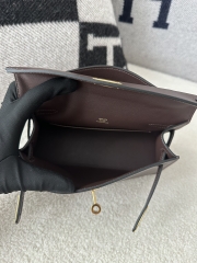 Kelly Pochette 22cm Swift Calfskin Leather CK47 Chocolate Brown Gold Hardware