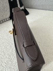 Kelly Pochette 22cm Swift Calfskin Leather CK47 Chocolate Brown Gold Hardware