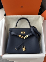 Kelly 28cm Togo Calfskin Leather CC73 Bleu Saphir Sapphire Blue Gold Hardware
